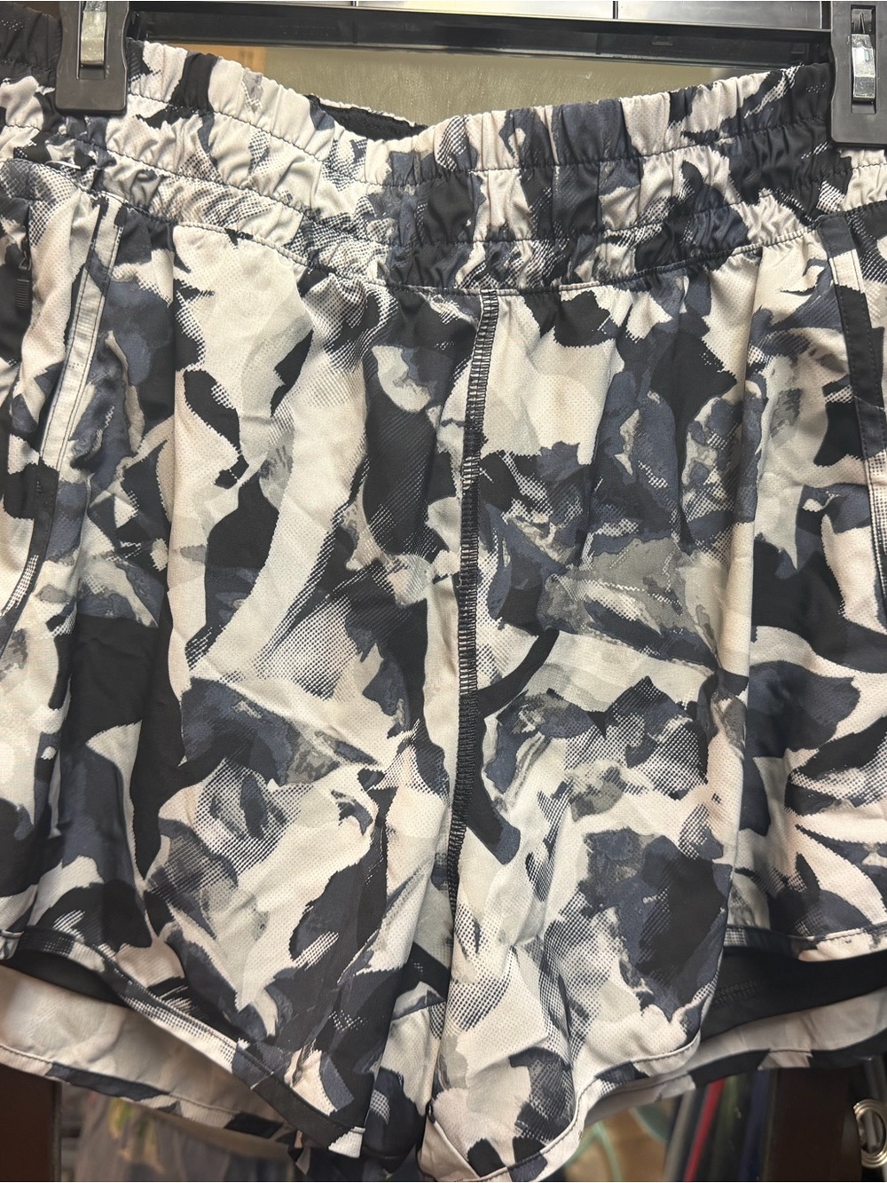 Avia Black and White Abstract Print Athletic Shorts